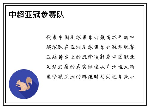 中超亚冠参赛队